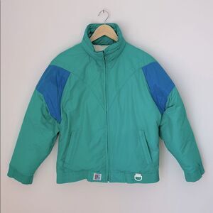 Gerry Colorado Classics Vintage Green and Blue Ski Puffer Parka Medium Retro